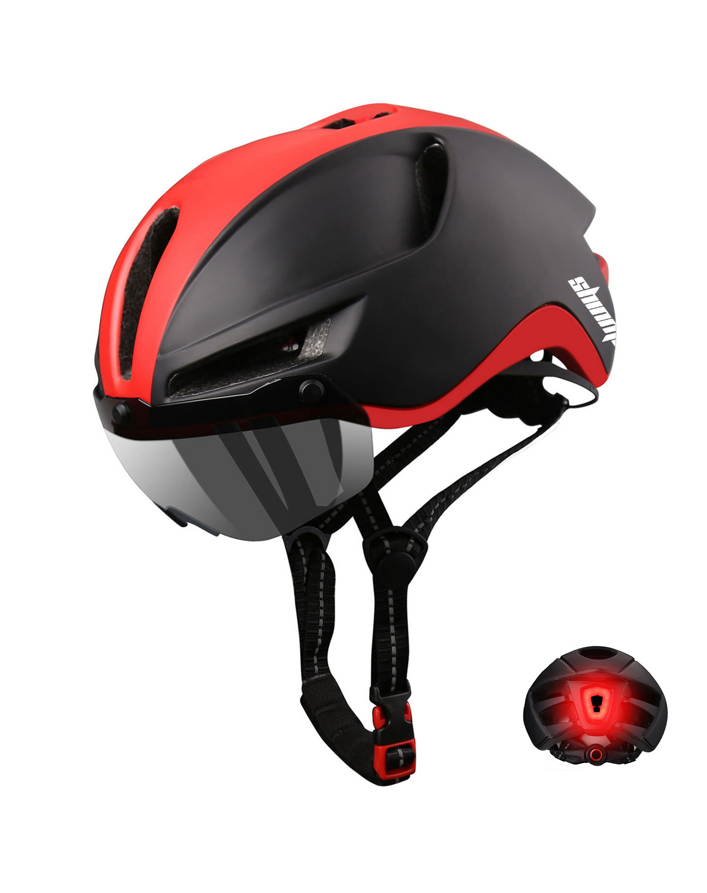 Bicycle Helmet with Removable Magnetic Goggles & USB Rechargeable LED Light