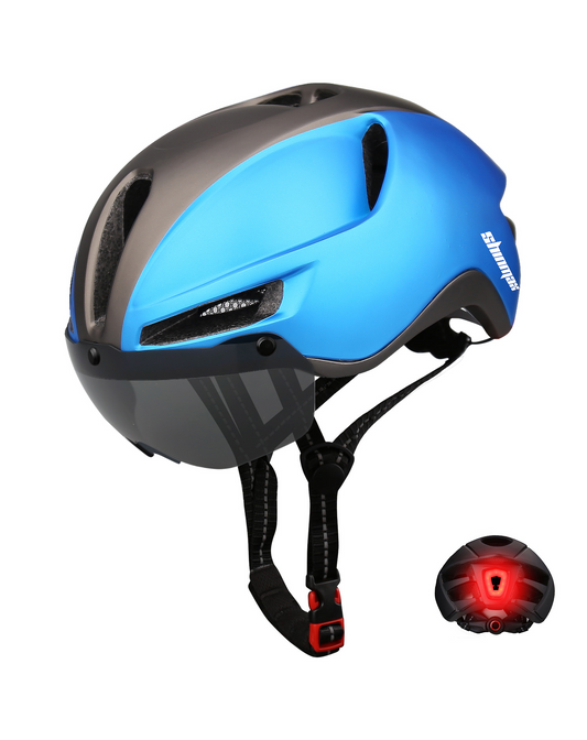 Bicycle Helmet with Removable Magnetic Goggles & USB Rechargeable LED Light