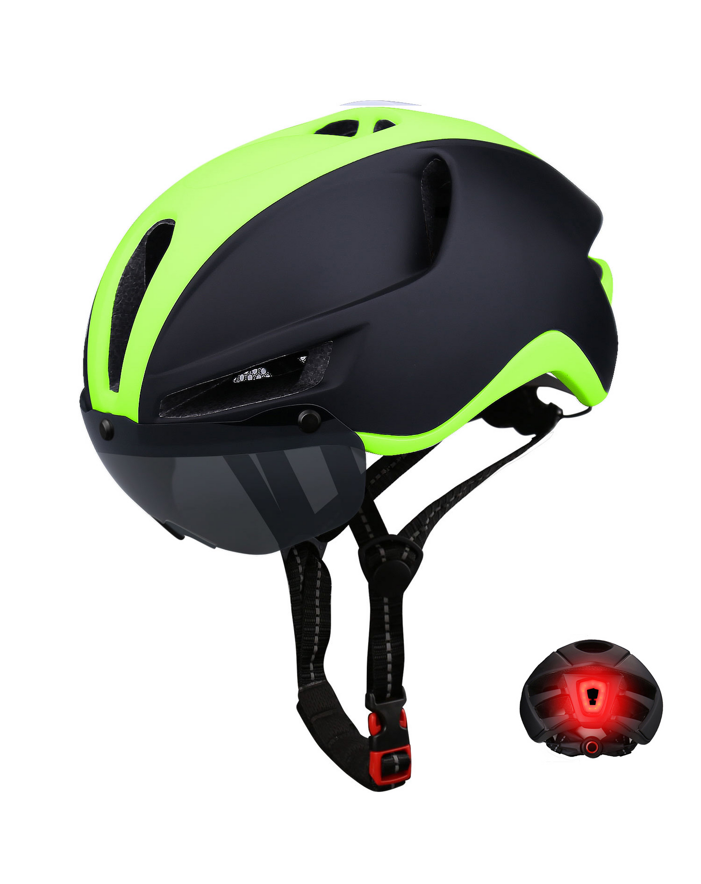 Bicycle Helmet with Removable Magnetic Goggles & USB Rechargeable LED Light